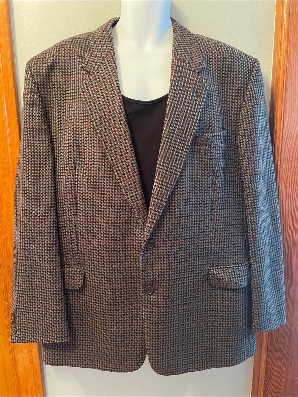WESTBURY Pure Wool Preppy Classic Office Business Houndstooth Two-Button Blazer